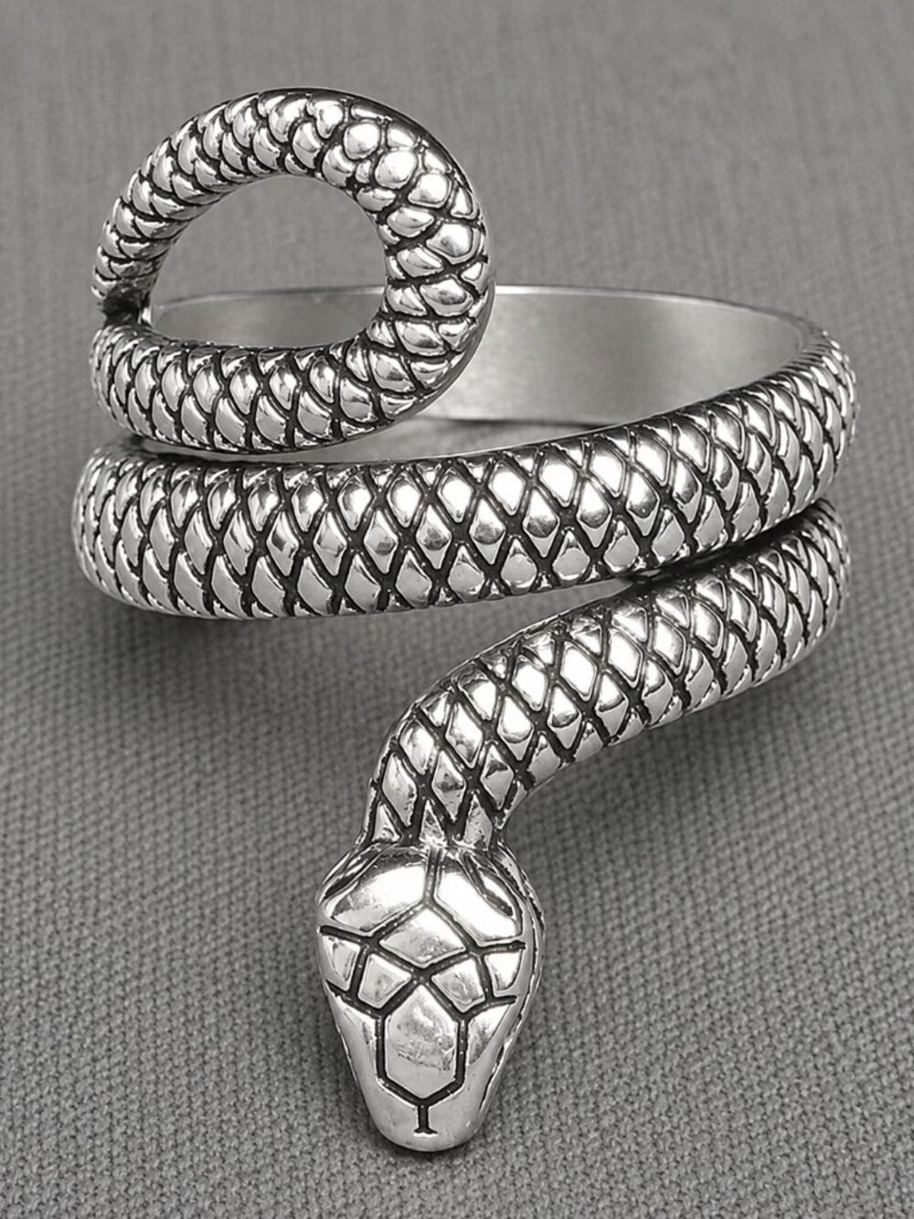 Silver Tone Snake Wrap Ring Coiled Adjustable Gothic Style Fashion Jewelry Gift